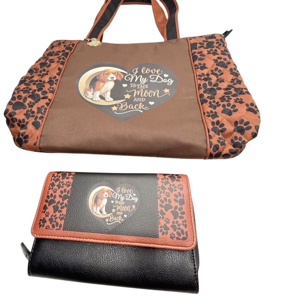 Bradford Exchange Beagle To The Moon & Back Tote Bag Wallet Set